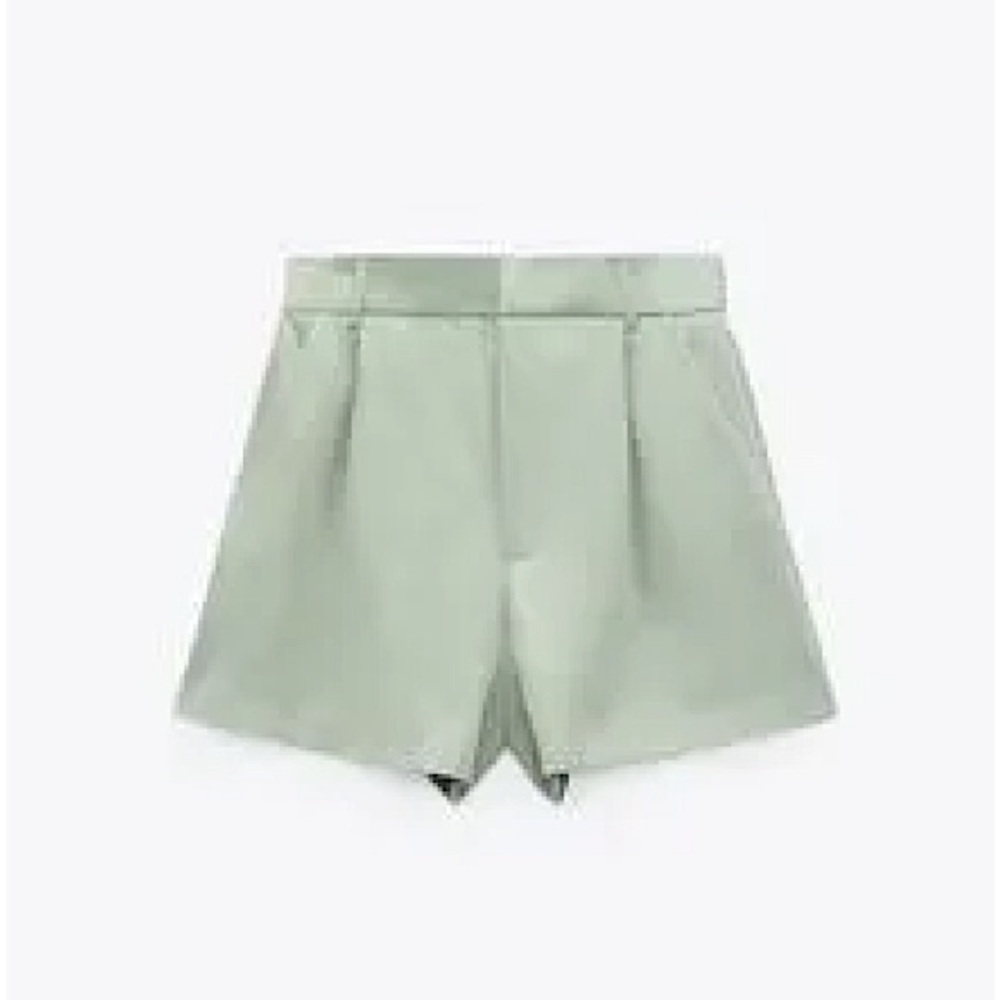 Zara Green Pleated Shorts